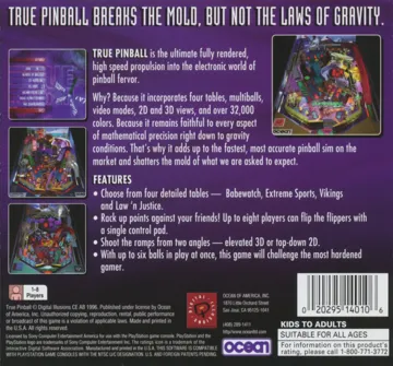 True Pinball (US) box cover back